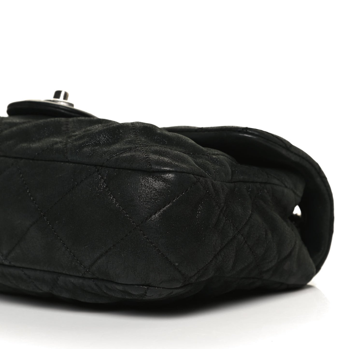Iridescent Calfskin Quilted East West Flap Black