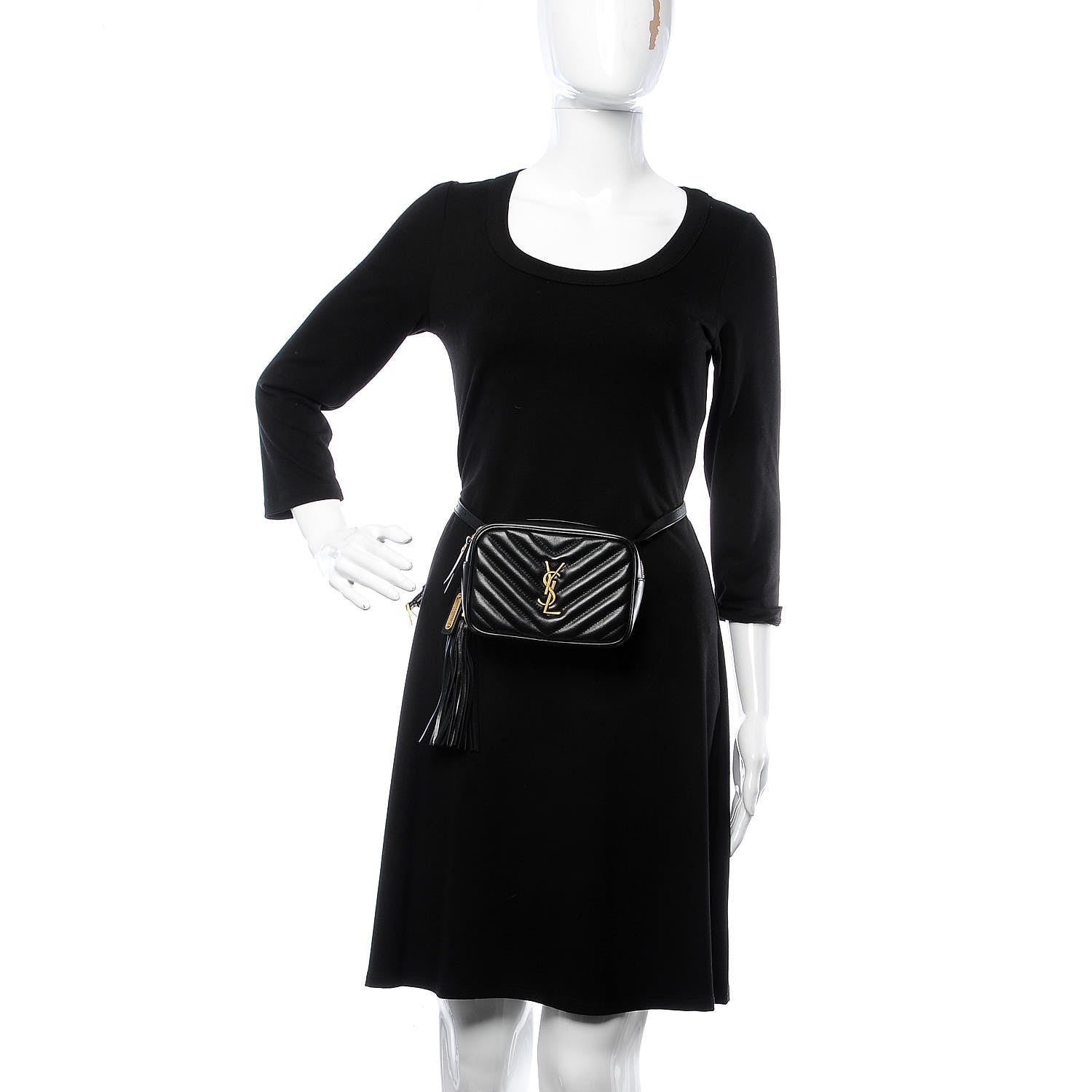 Saint Laurent Calfskin Matelasse Monogram Lou Belt Bag Black 2 of 6