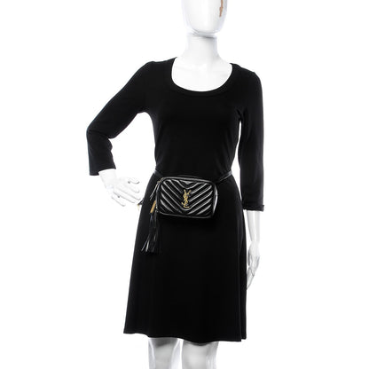 Saint Laurent Calfskin Matelasse Monogram Lou Belt Bag Black 2 of 6
