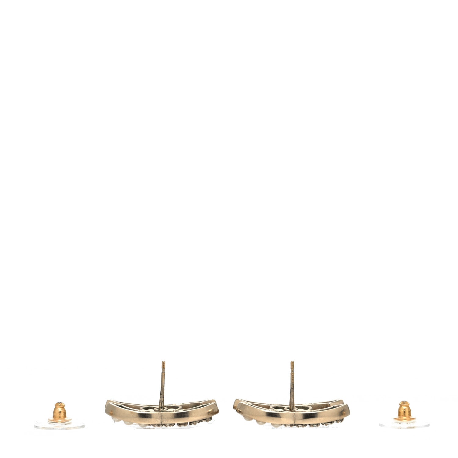 Chanel Crystal Pearl CC Earrings Gold 3 of 5