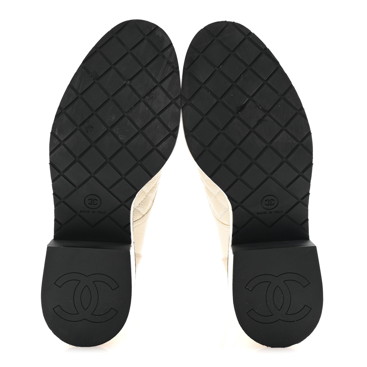 Chanel Pearly Calfskin Patent Calfskin Quilted Lace Up Boots 37 White Light Gray Black 6 of 9