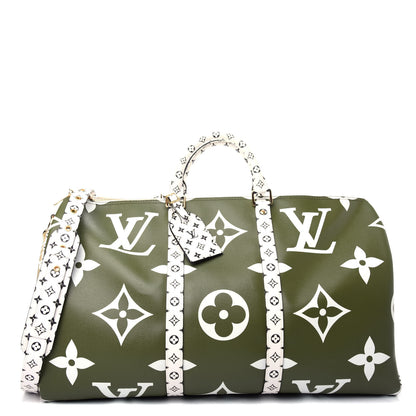 Louis Vuitton Monogram Giant Keepall Bandouliere 50 Kaki Beige 1 of 8