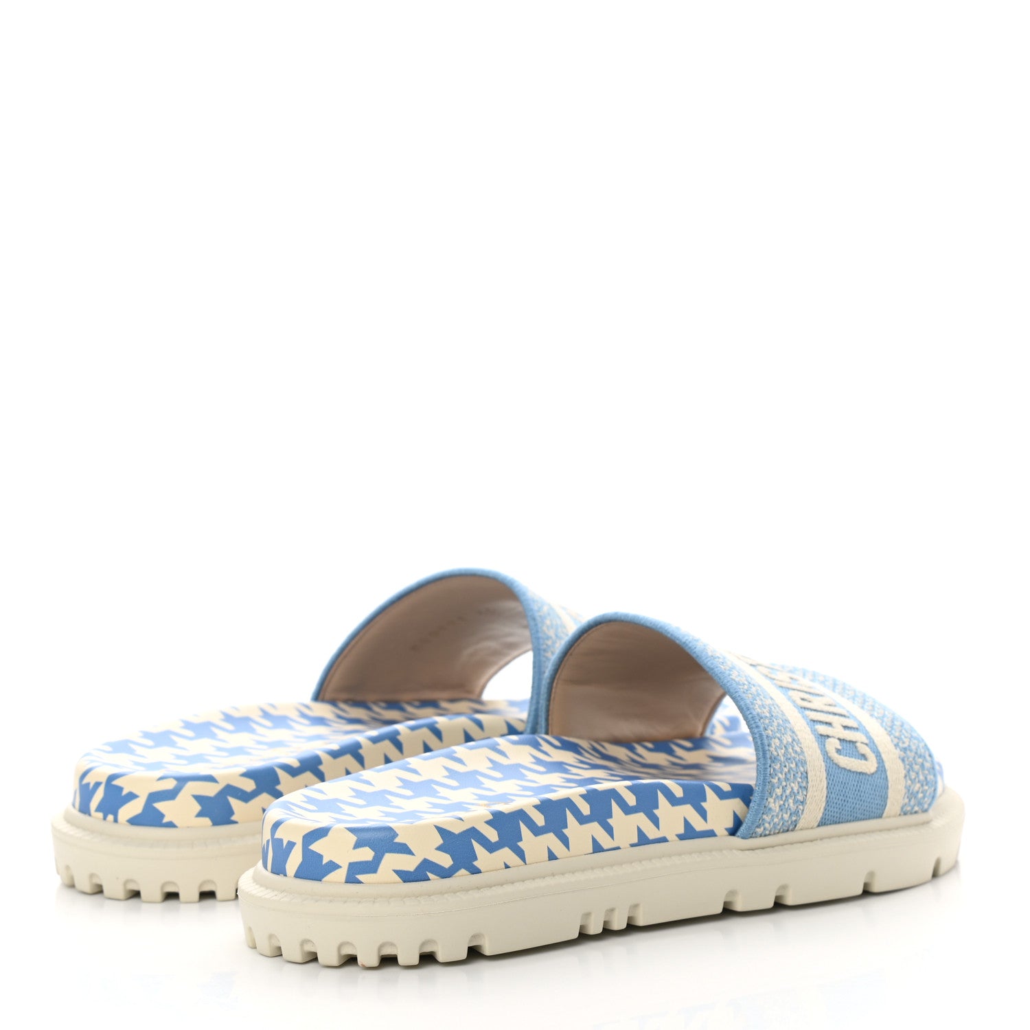 Christian Dior Micro PDP Cotton Houndstooth Embroidered Dway 10mm Slide Sandals 35 Cornflower 4 of 10