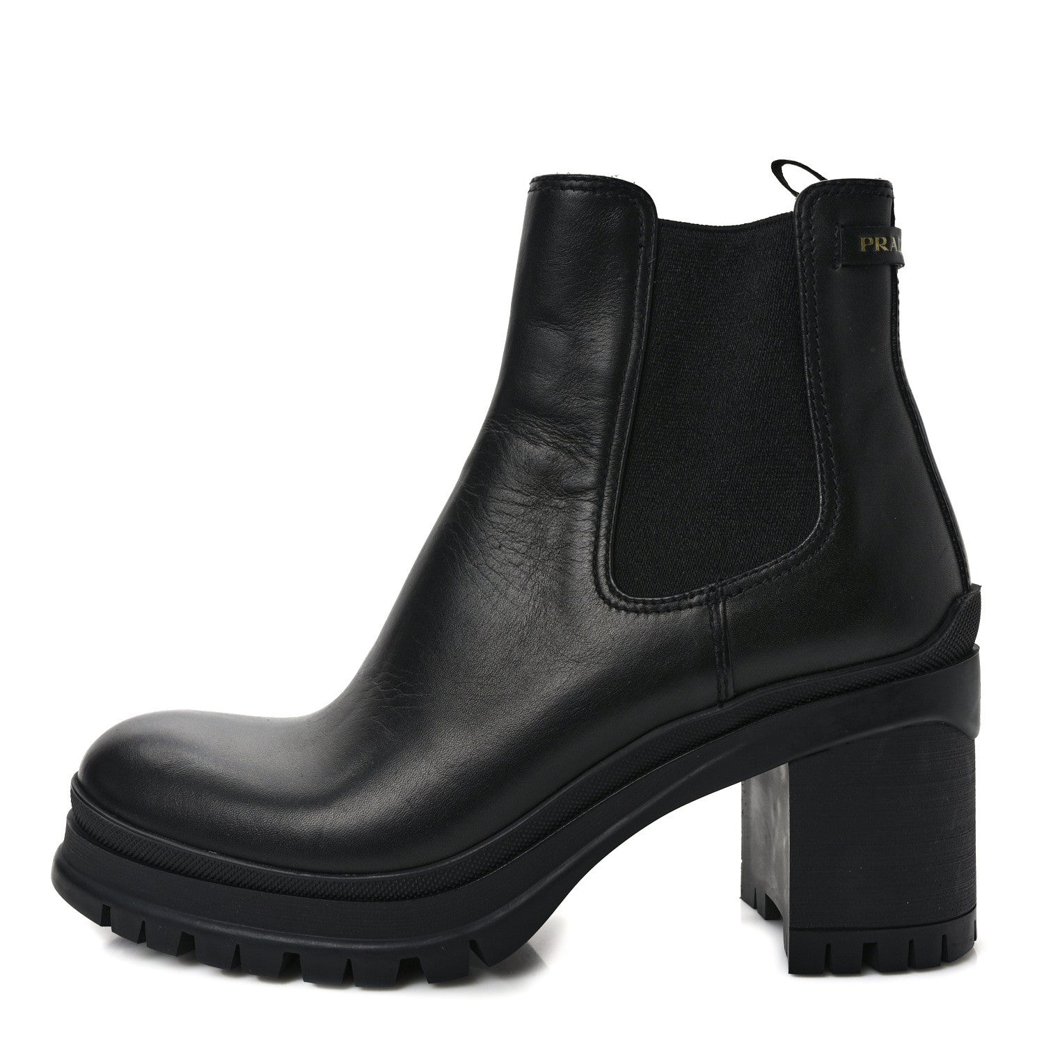 Prada Vitello Montana Lug Sole Chelsea 55mm Boots 39 Black 1 of 8