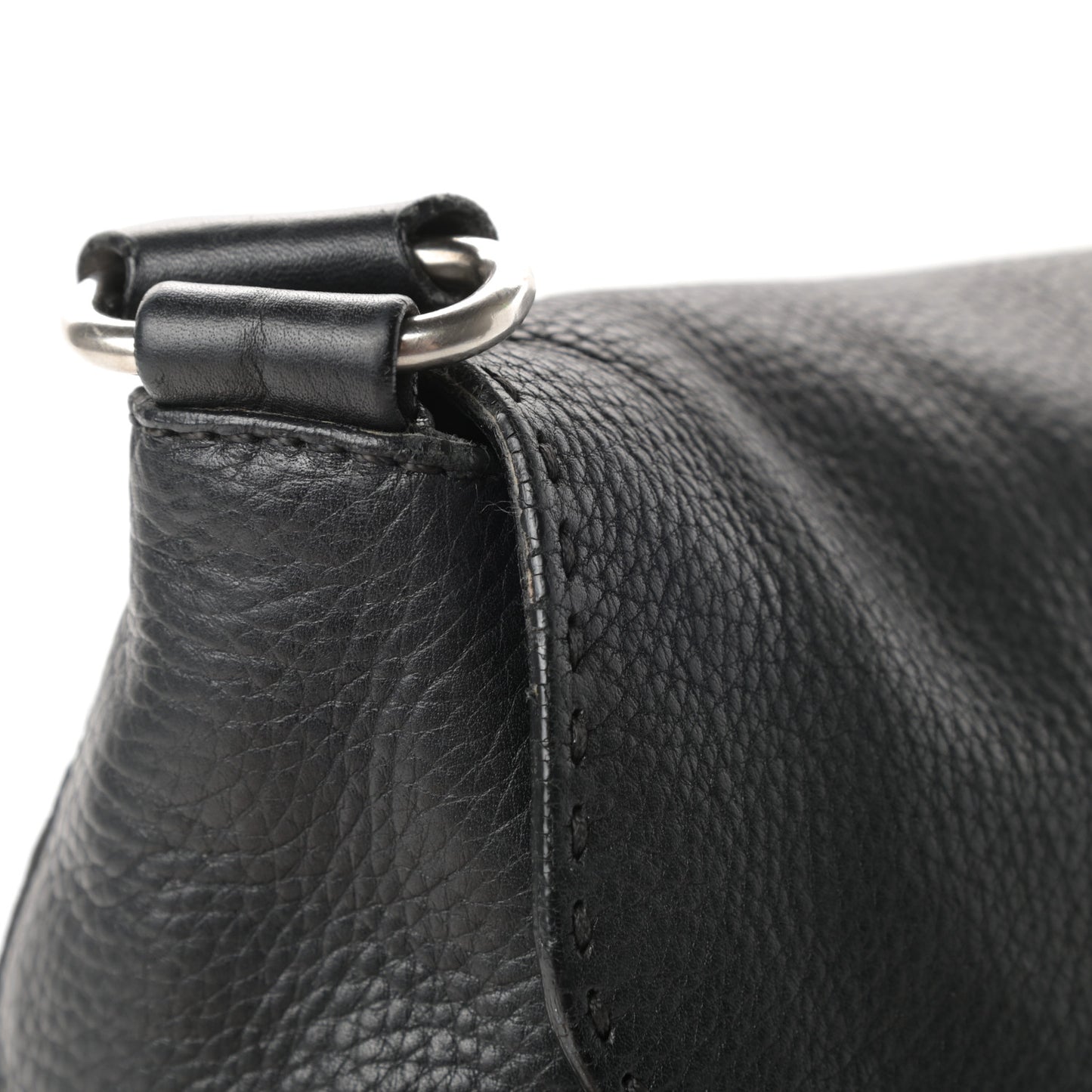 Vitello Daino Shoulder Flap Bag Black