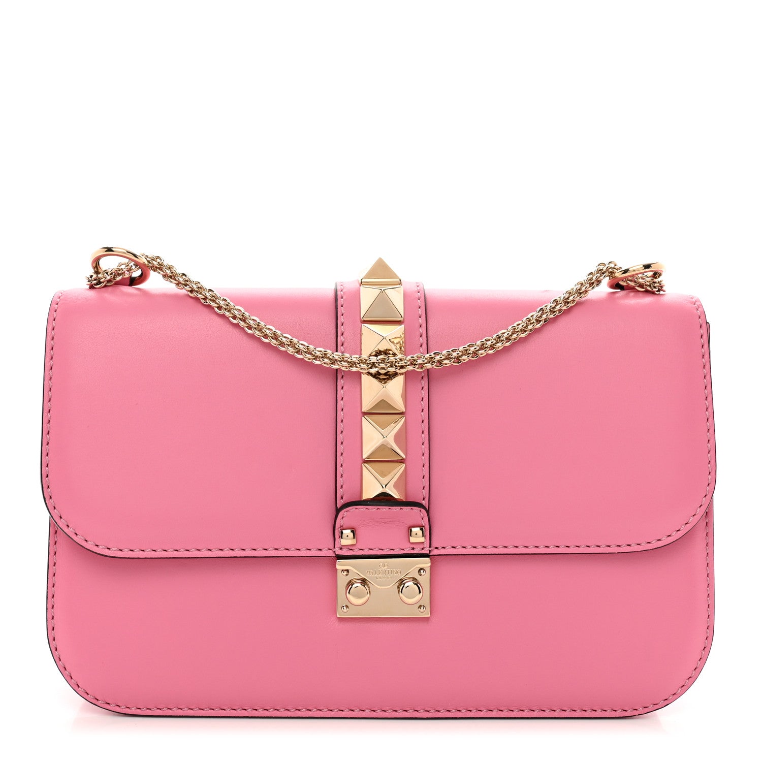 Valentino Garavani Vitello Medium Glam Lock Rockstud Flap Ninphea 1 of 9