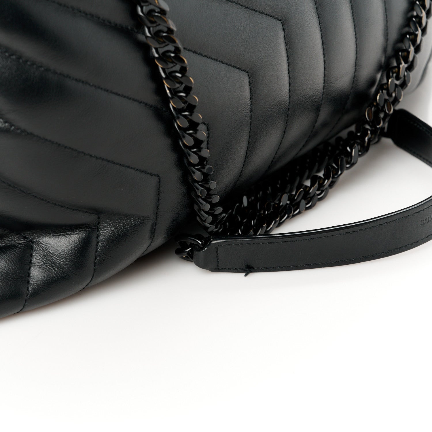 Saint Laurent Calfskin Y Quilted Monogram Monochrome Large Loulou Chain Satchel Black 12 of 13