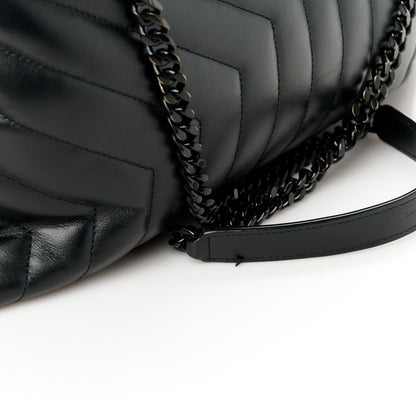 Saint Laurent Calfskin Y Quilted Monogram Monochrome Large Loulou Chain Satchel Black 12 of 13