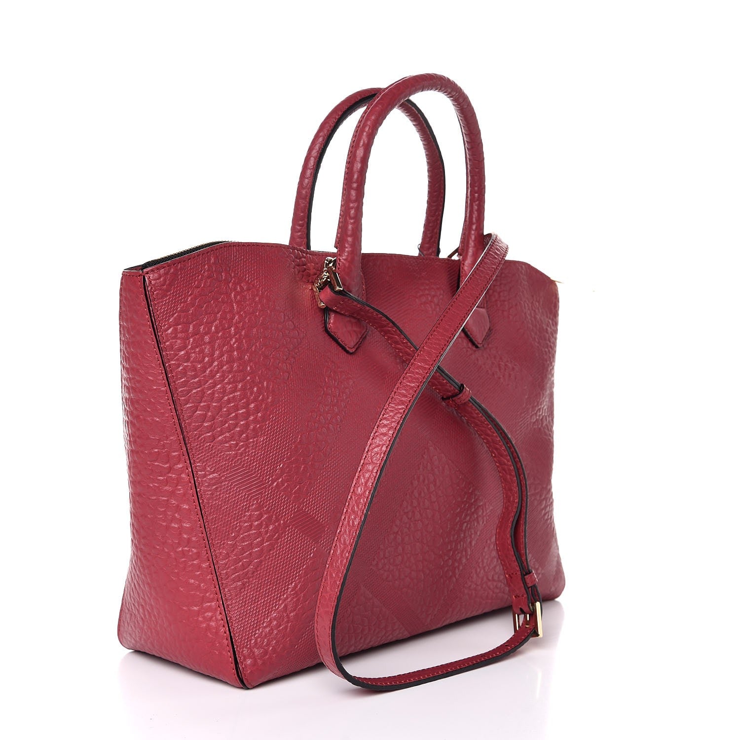 Burberry Heritage Grain Check Embossed Medium Dewsbury Tote Peony Rose 3 of 7