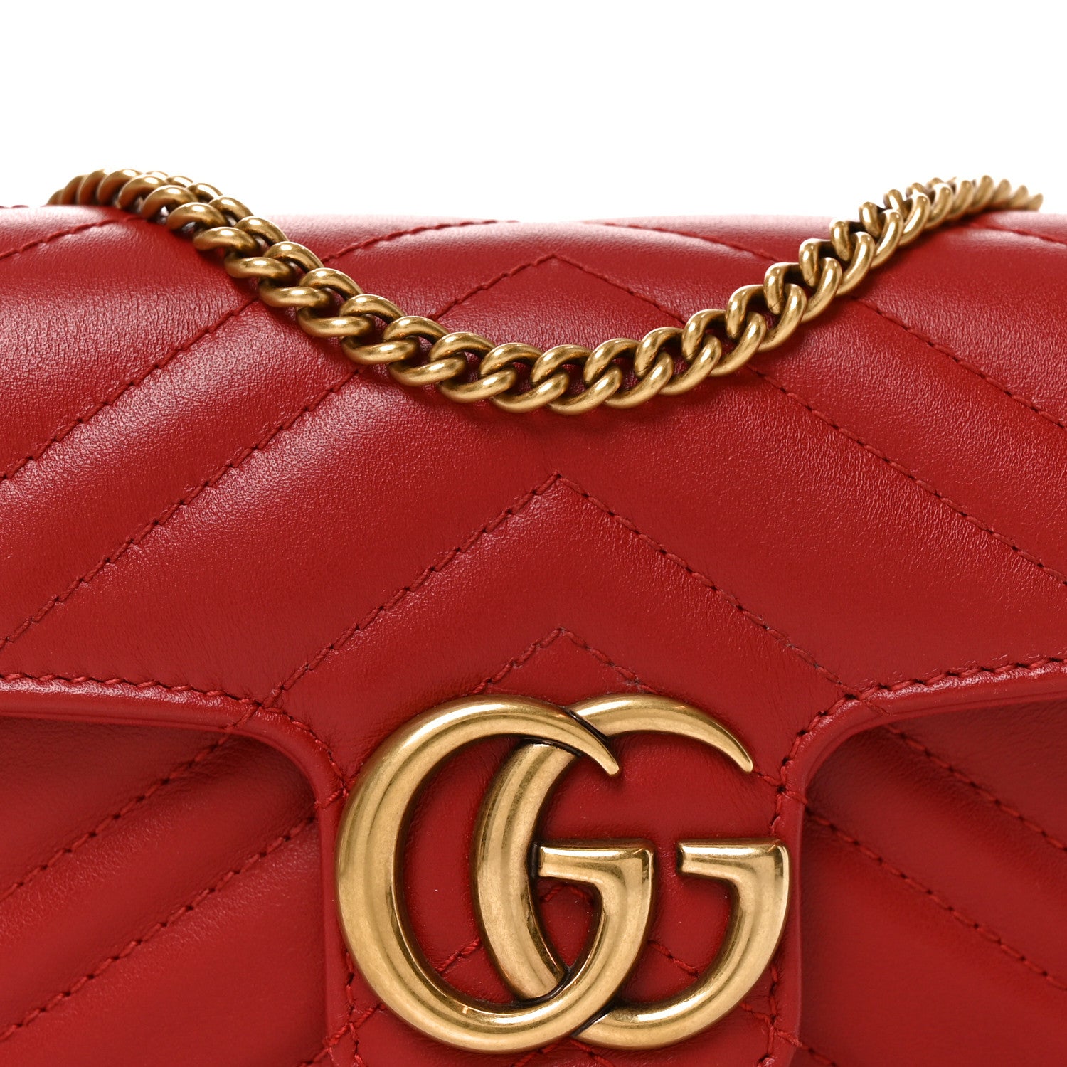 Gucci Calfskin Matelasse Super Mini GG Marmont Shoulder Bag Hibiscus Red 8 of 11