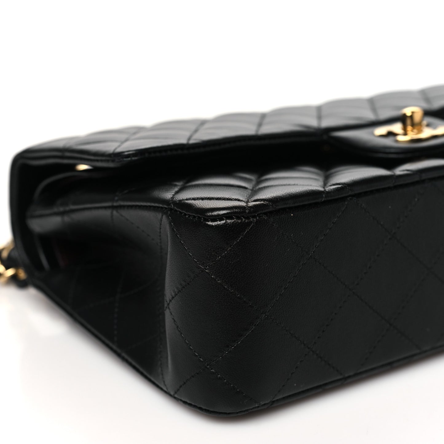 Lambskin Quilted Medium Double Flap Black