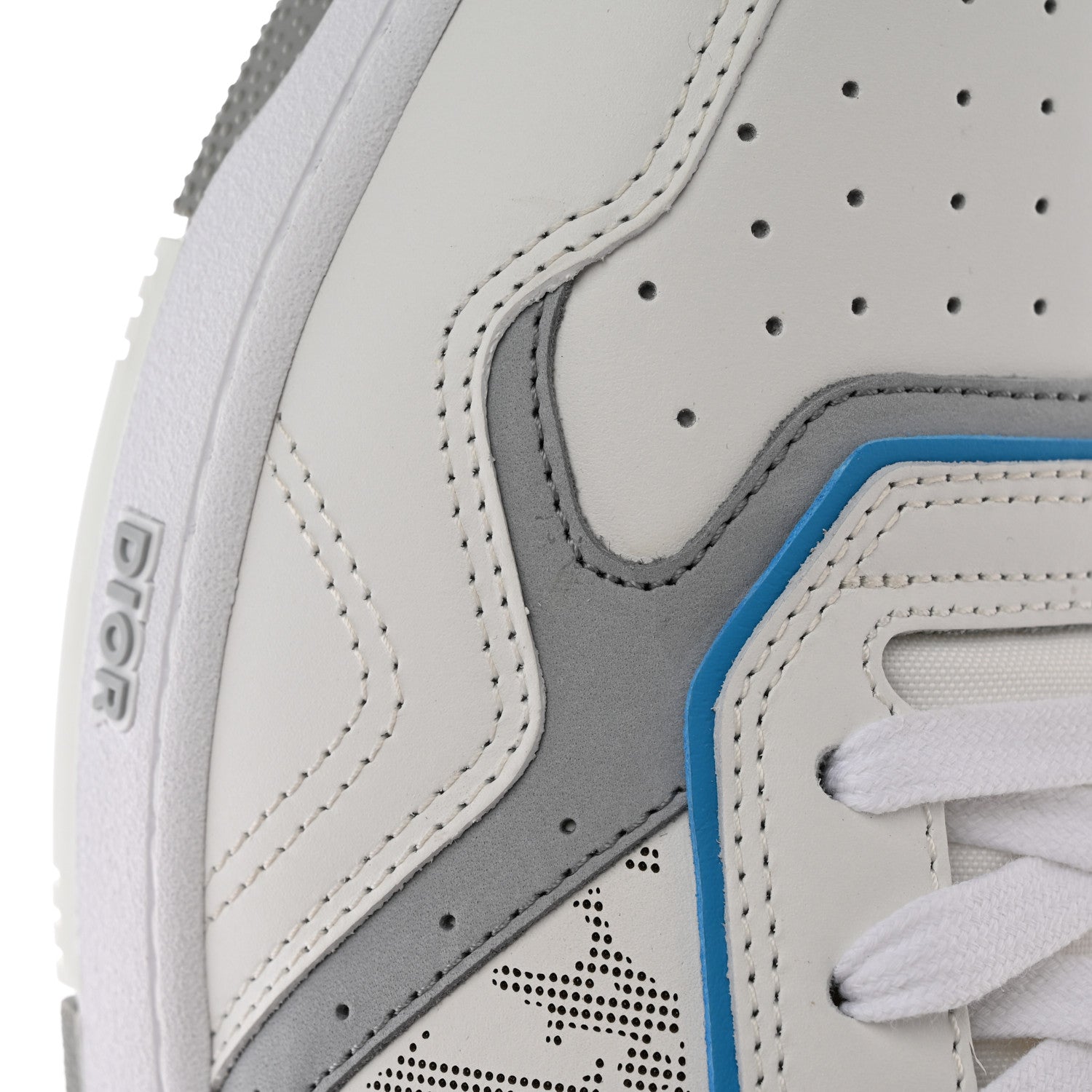 Christian Dior Smooth Calfskin Oblique Galaxy Perforated Mens B27 Mid Top Sneakers 45 Beige Blue 10 of 17