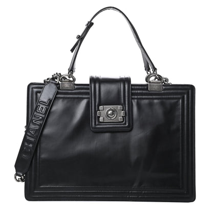 Chanel Glazed Calfskin Boy Tote Black 1 of 16