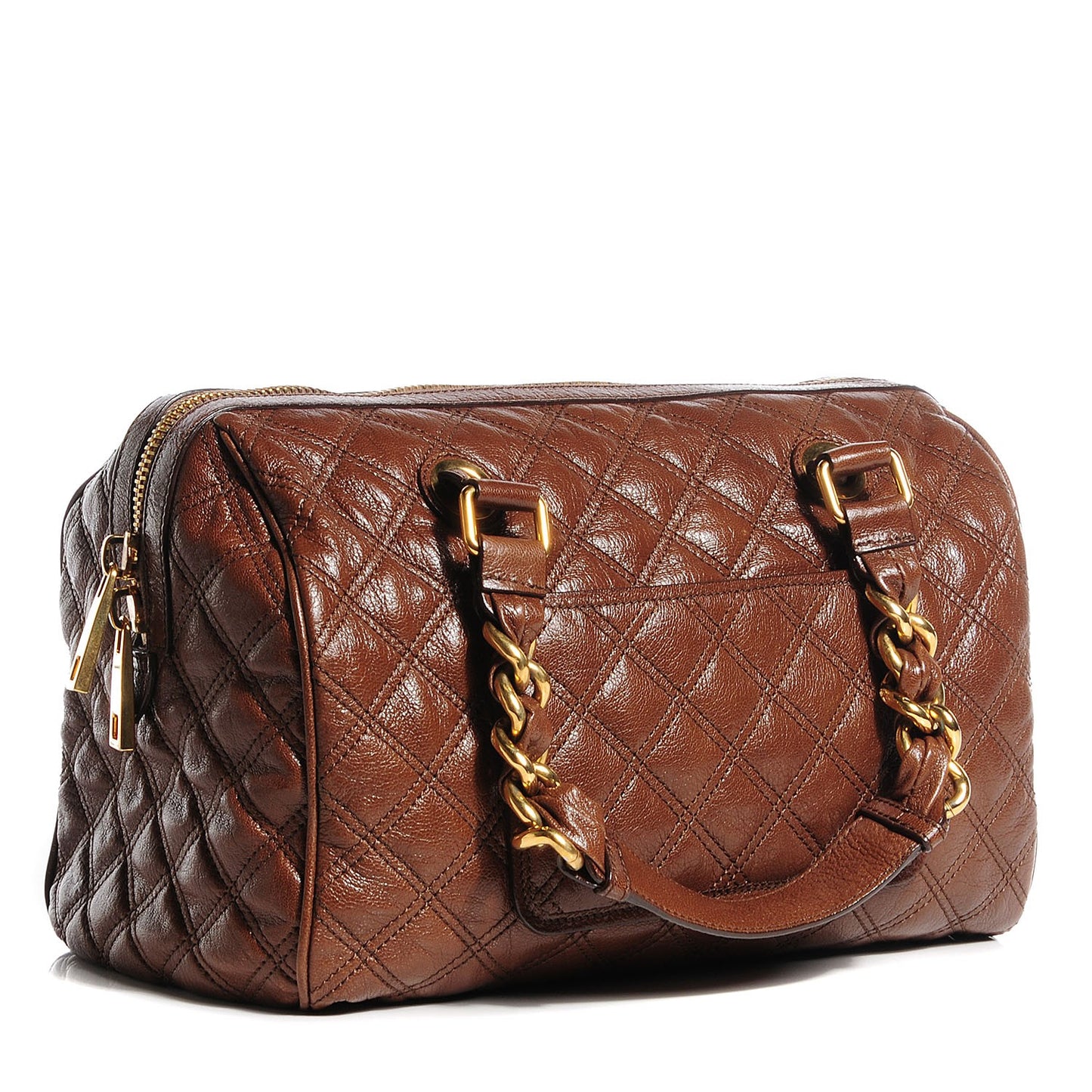Lacquered Goatskin Quilted Westside Brown