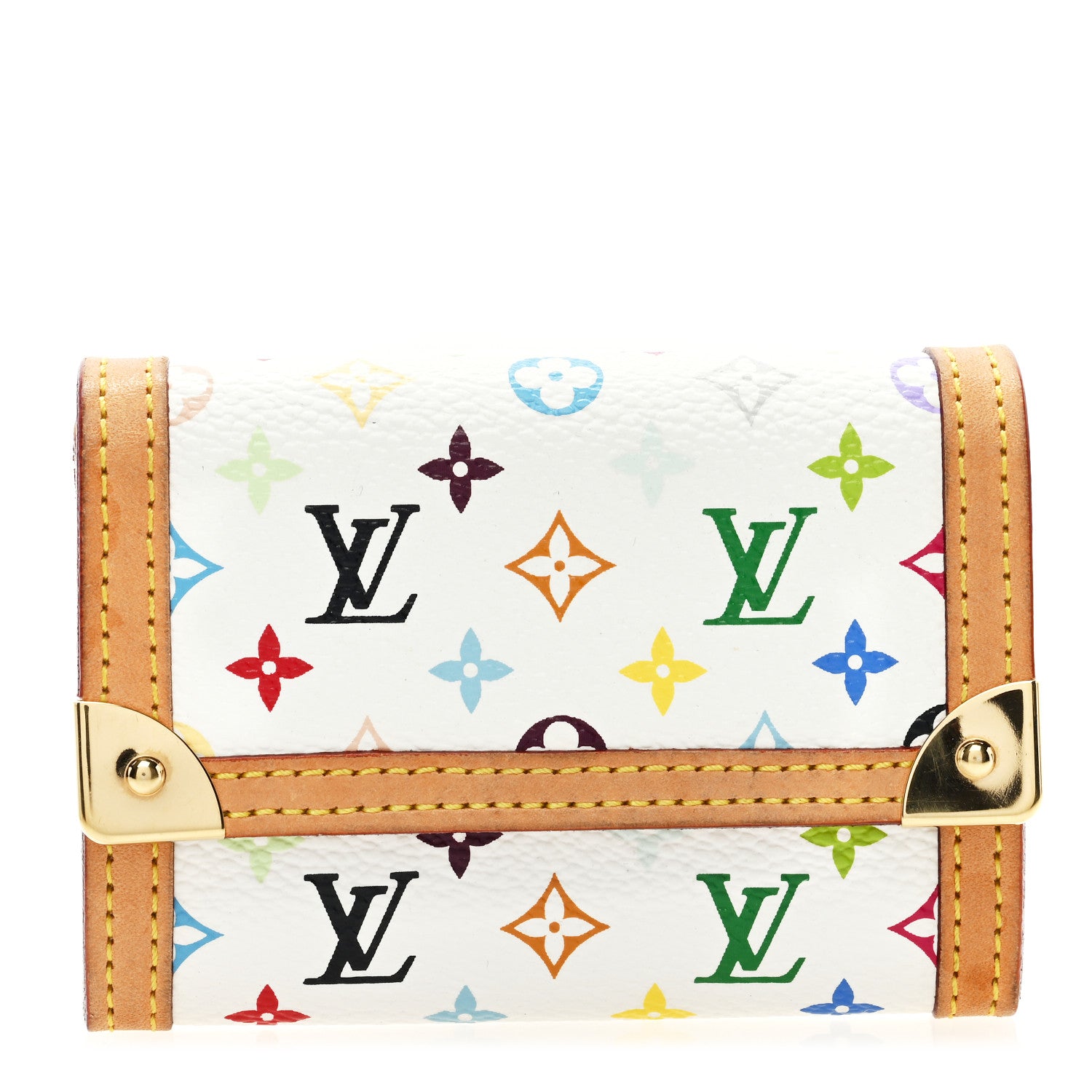 Louis Vuitton Monogram Multicolor Porte-Monnaie Plat Coin Purse White 1 of 6