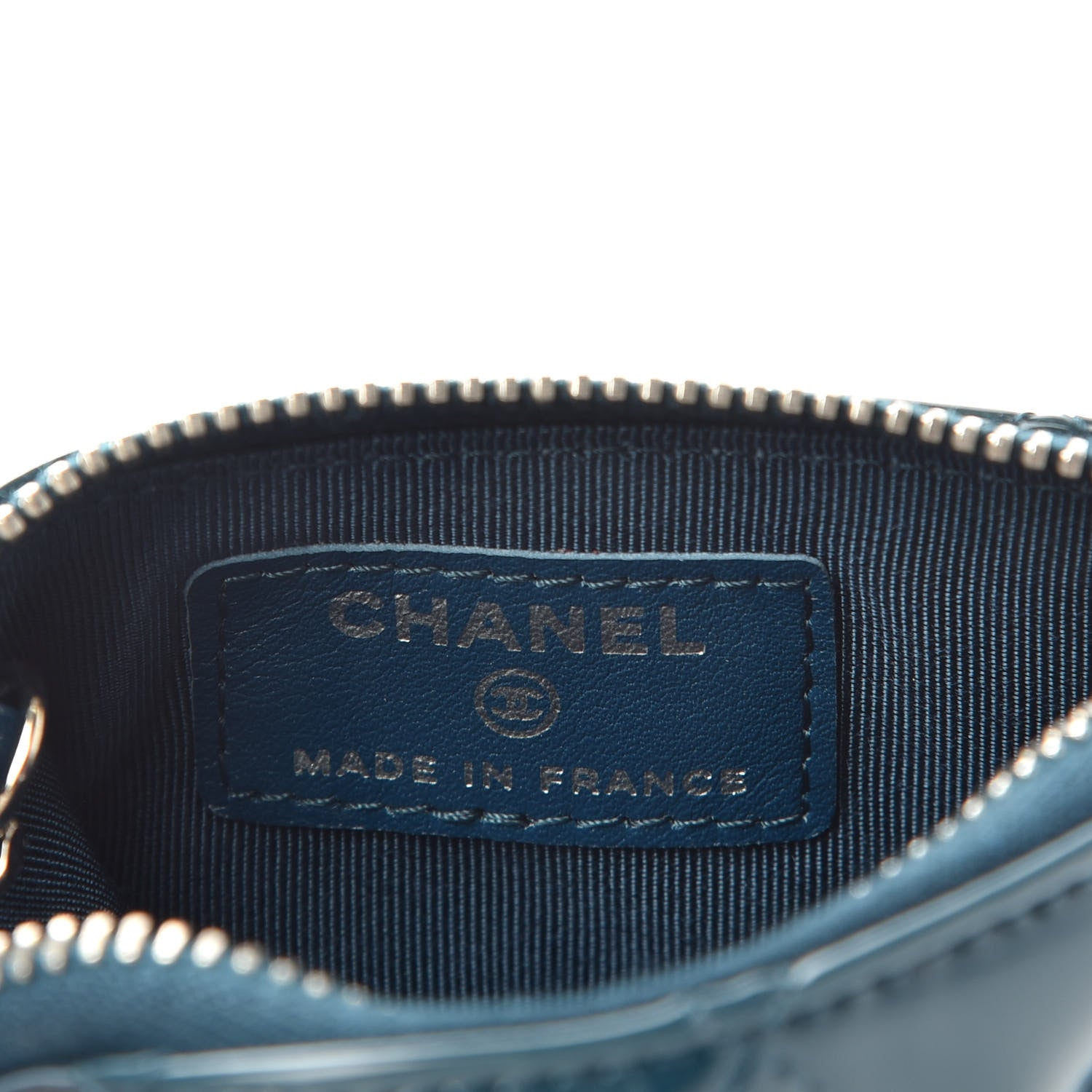 Chanel Patent Quilted Key Pouch Blue 6 of 7