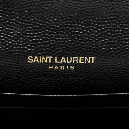 Saint Laurent Grain De Poudre Matelasse Chevron Small Monogram Envelope Wallet Black 6 of 7