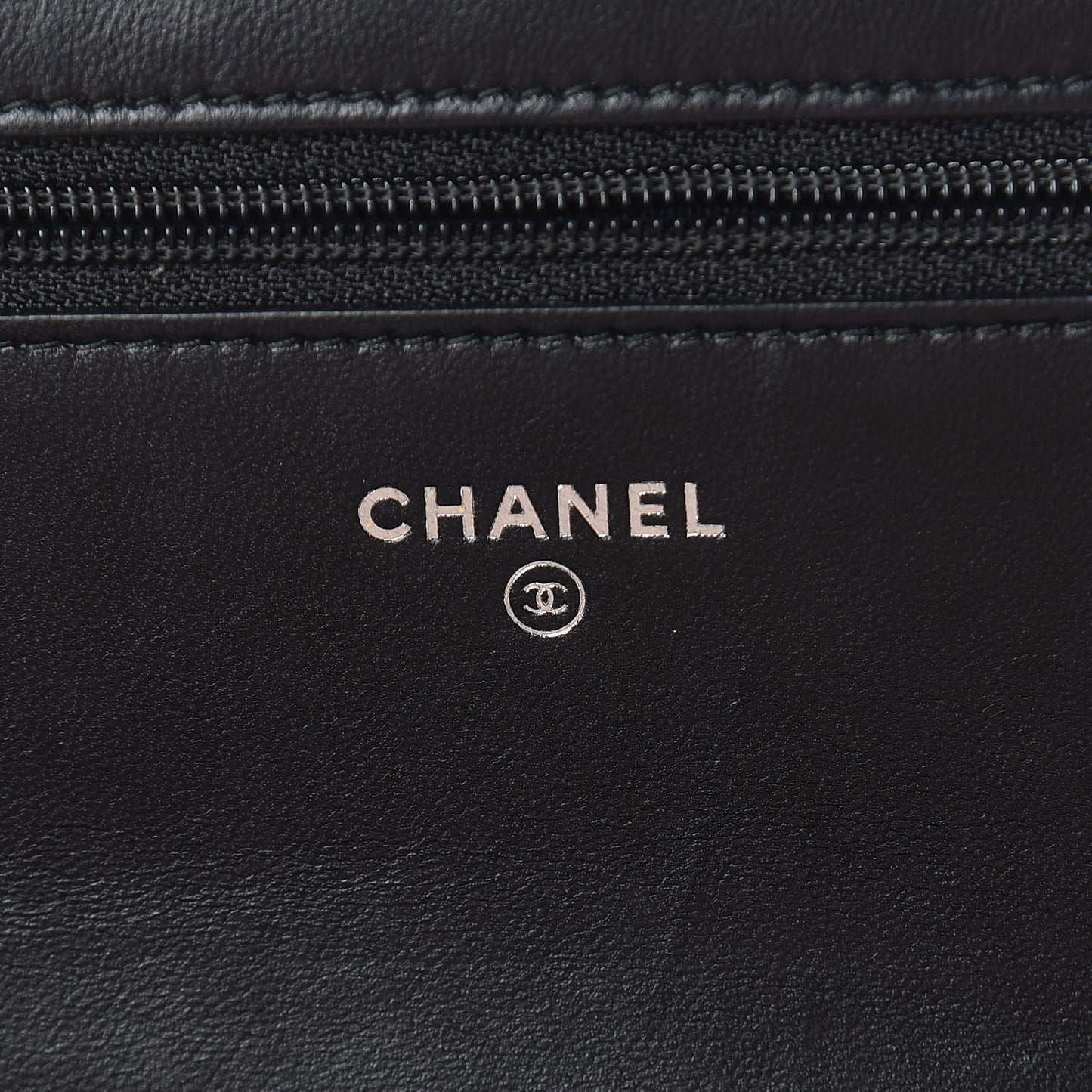 Lambskin Camellia Crystal Wallet on Chain WOC Black