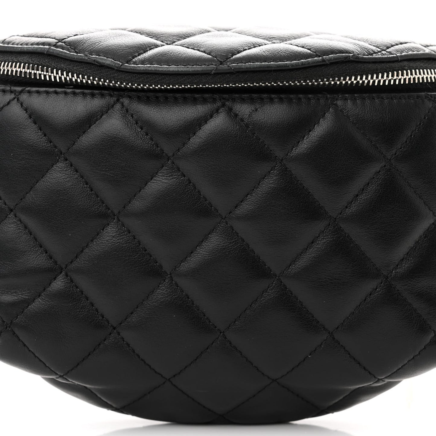 Calfskin Quilted Waist Belt Bag Black