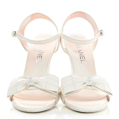 Chanel Lambskin Bow Sandals 36.5 White 2 of 16