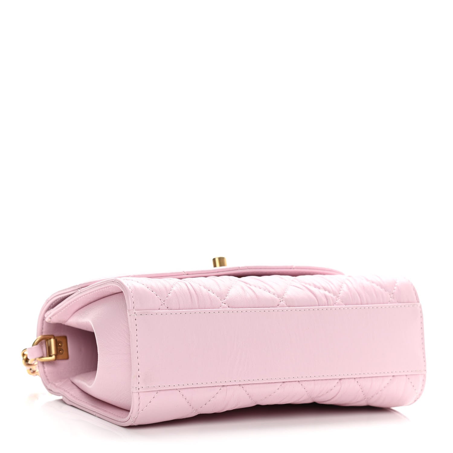 Chanel Crumpled Lambskin Quilted Mini CC Links Top Handle Flap Light Pink 4 of 11