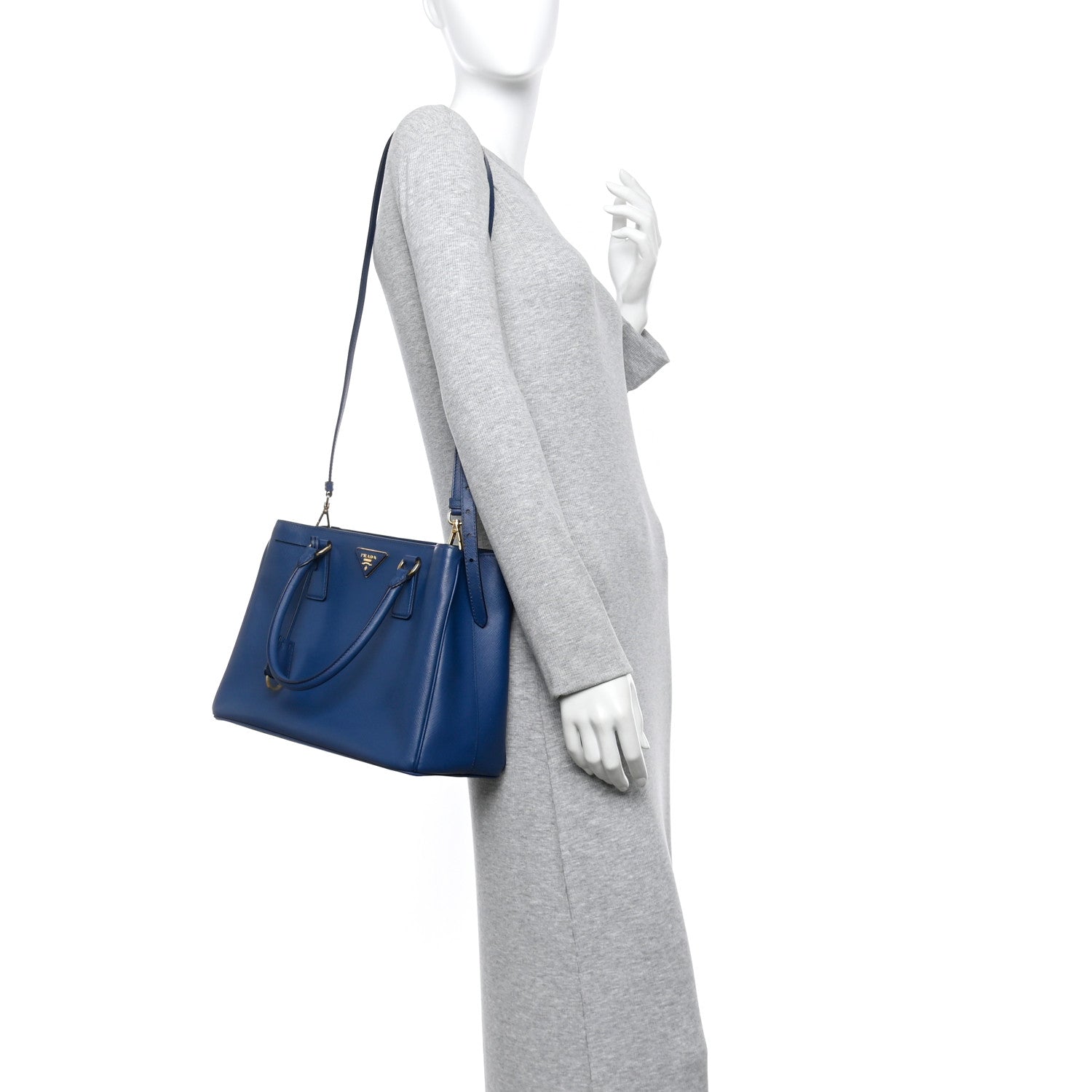 Prada Saffiano Lux Medium Tote Bluette 2 of 9