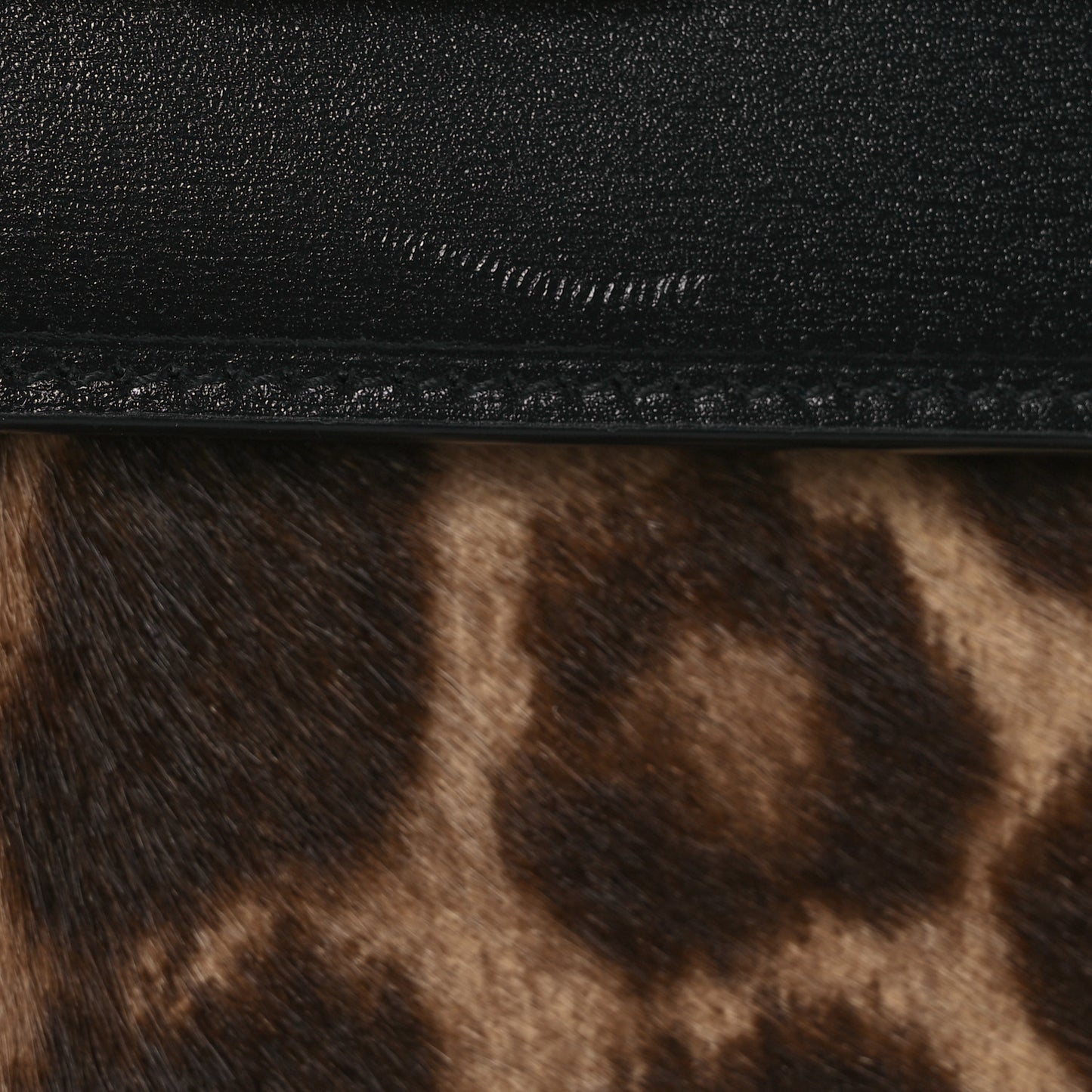 Calfskin Pony Hair Leopard Print Manhattan Baguette Black