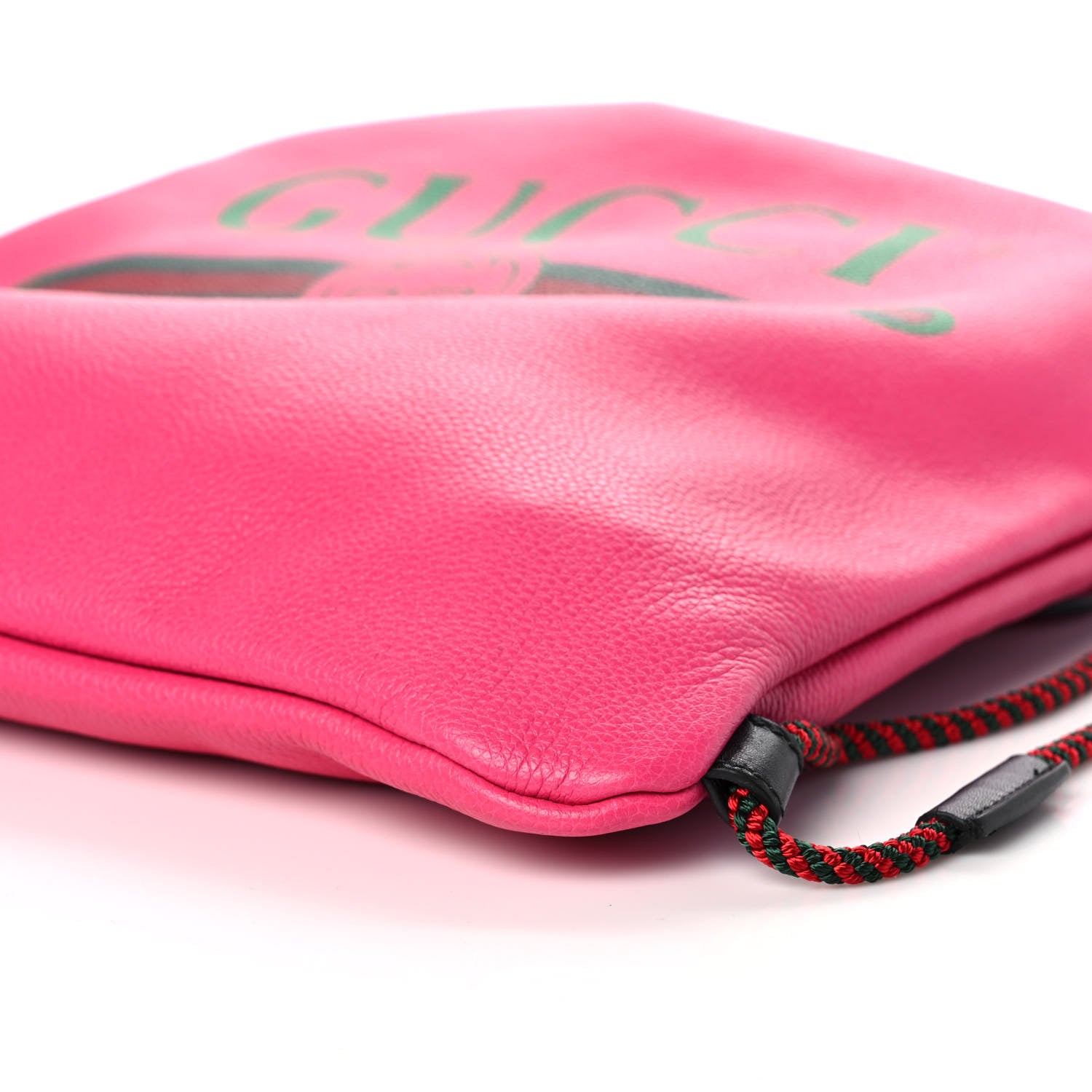 Gucci Grained Calfskin Logo Drawstring Backpack Box Pink Green Black 12 of 12