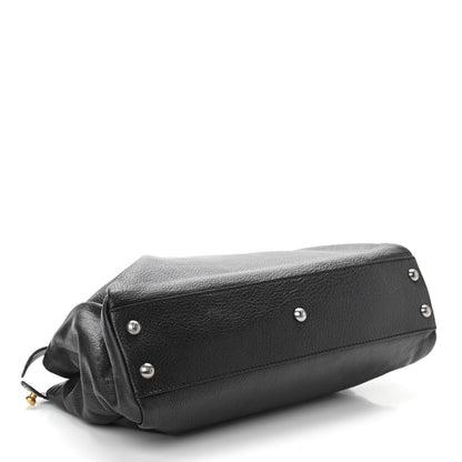 Fendi Goatskin Zucca Medium Peekaboo Iconic Satchel Black Tobacco 4 of 10