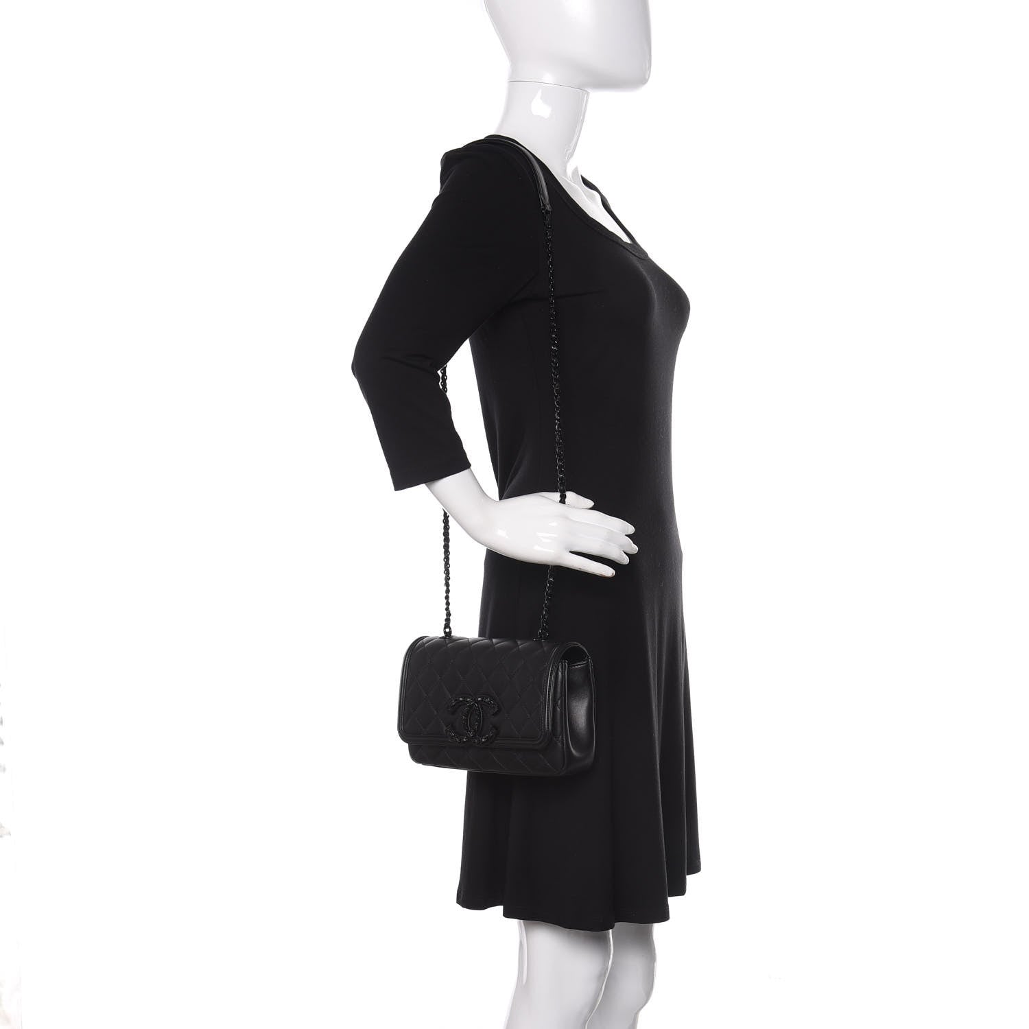 Chanel Lambskin Quilted Small CC Filigree Flap Black 2 of 10