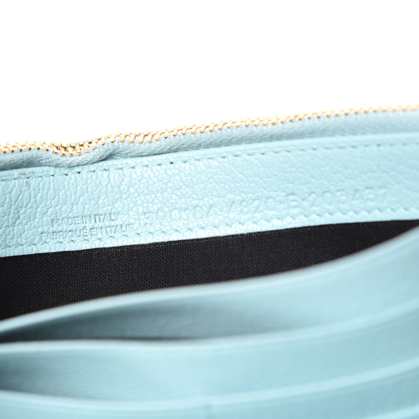 Chevre Gold Metallic Edge Hardware Money Wallet Bleu Maldives