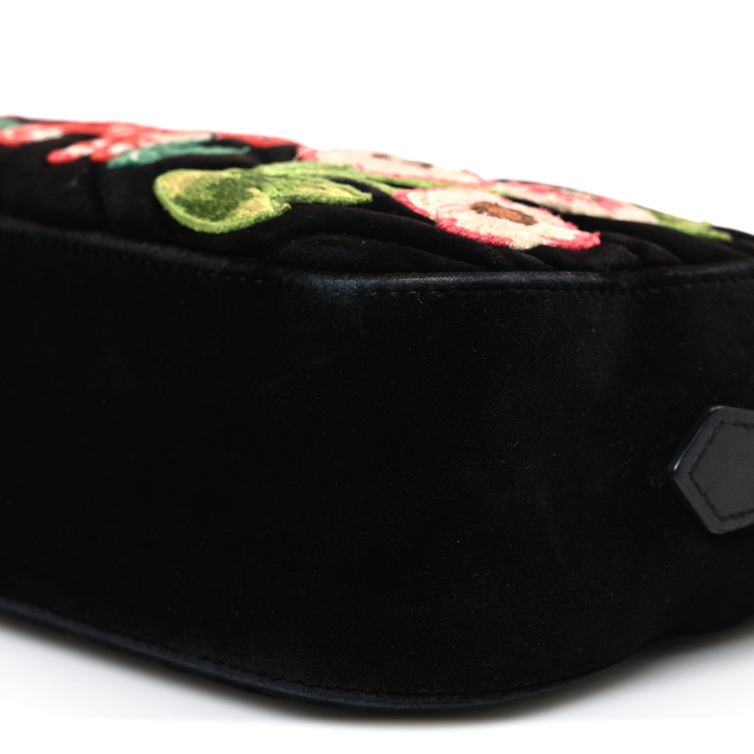 Gucci Velvet Matelasse Deer Embroidered Small GG Marmont Chain Shoulder Bag Black 10 of 10
