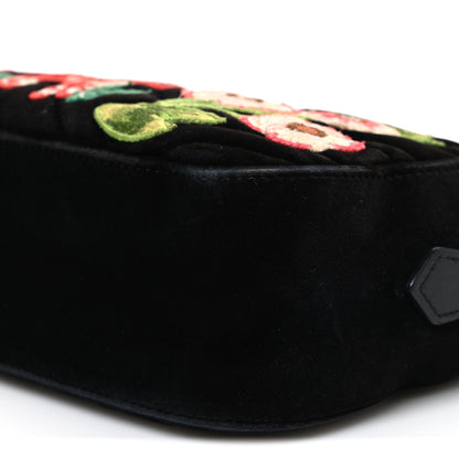 Gucci Velvet Matelasse Deer Embroidered Small GG Marmont Chain Shoulder Bag Black 10 of 10