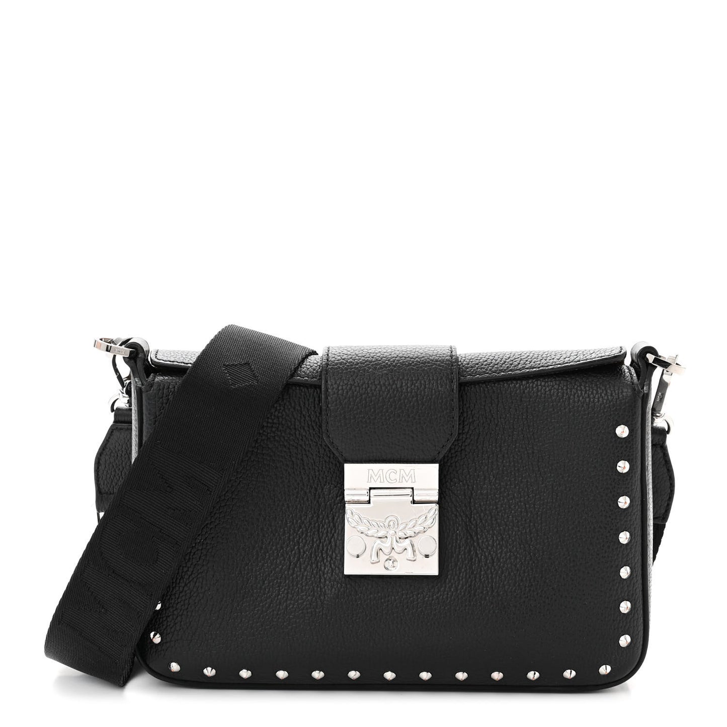 Grained Calfskin Small Kaison Park Avenue Stud Crossbody Bag Black