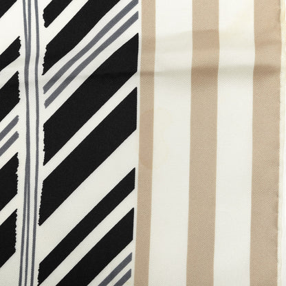 Chanel Silk Camellia CC Square Scarf Beige Black White 8 of 8
