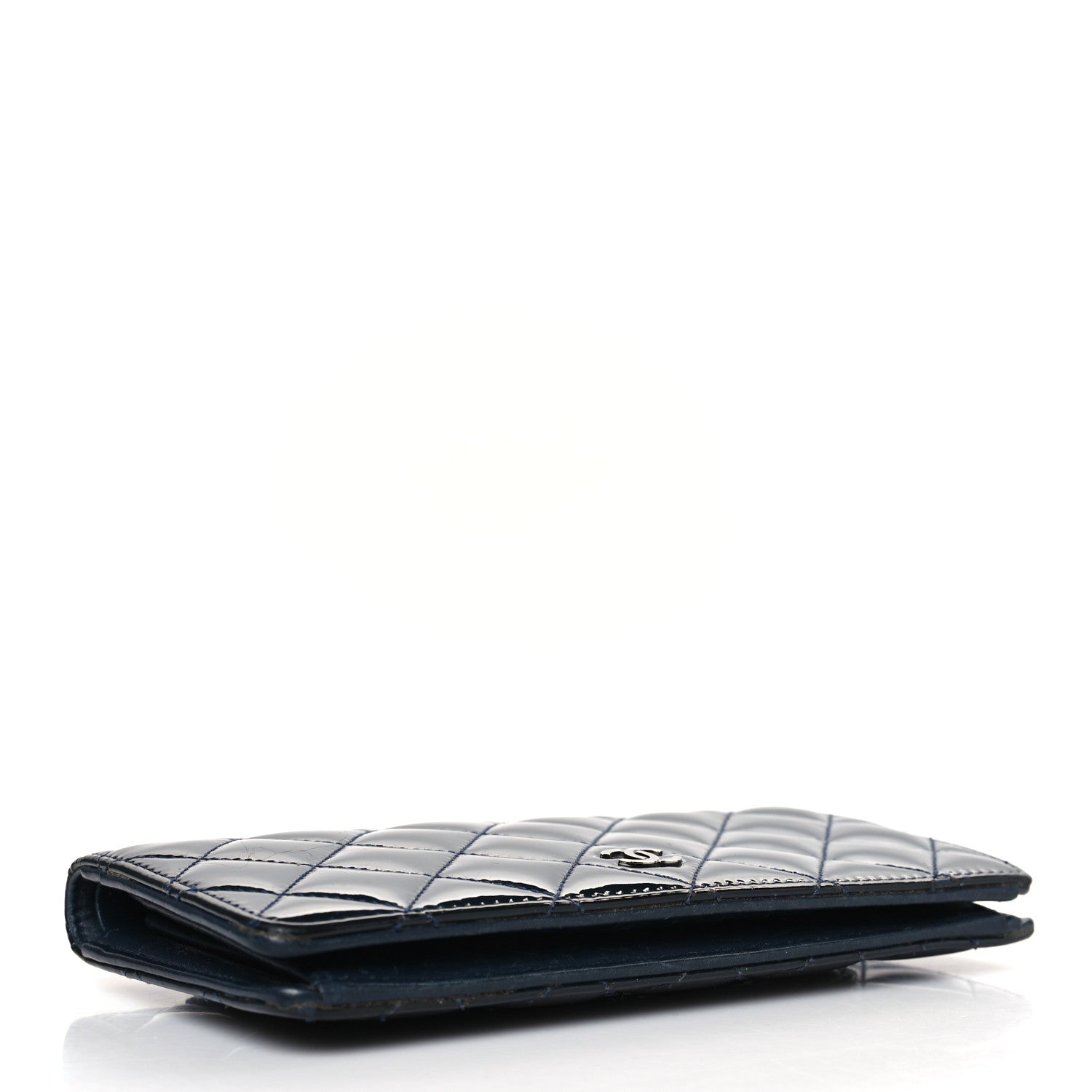 Chanel Patent Calfskin Quilted Yen Wallet Blue 4 of 13