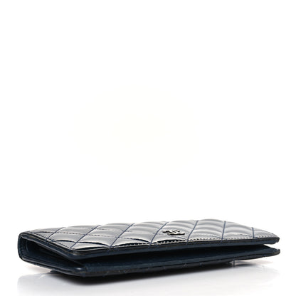 Chanel Patent Calfskin Quilted Yen Wallet Blue 4 of 13