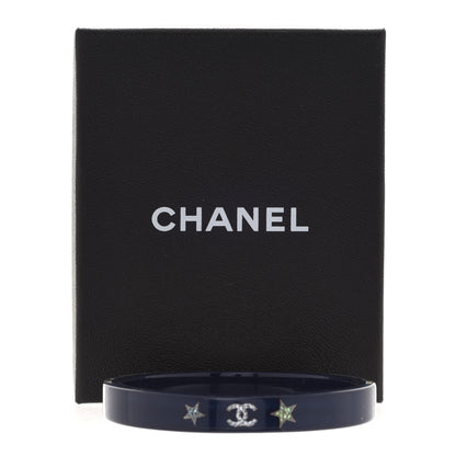 Chanel Resin Crystal CC Star Bangle Bracelet Blue 6 of 6