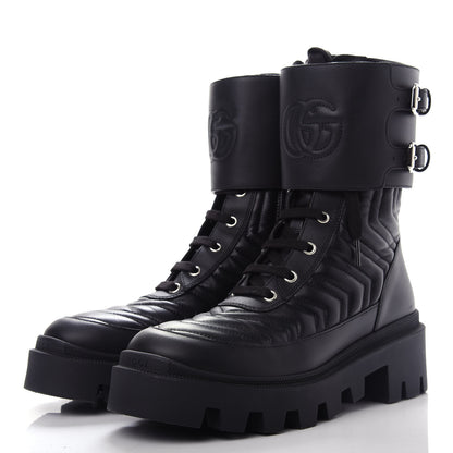 Gucci Nappa Frances GG Matelasse Platform Combat Boots 37 Black 3 of 11