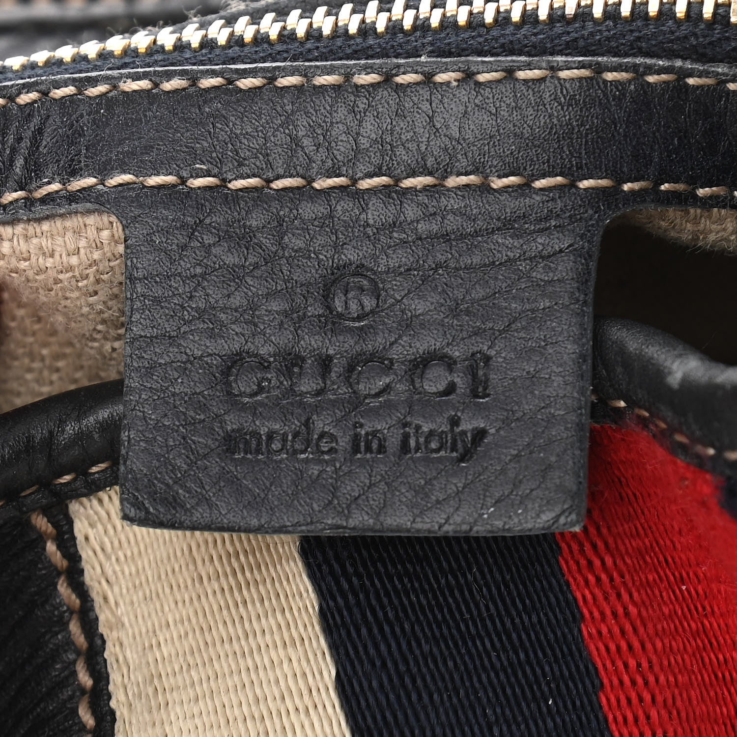 Gucci Calfskin Web Medium Jackie O Bouvier Hobo Navy 6 of 11