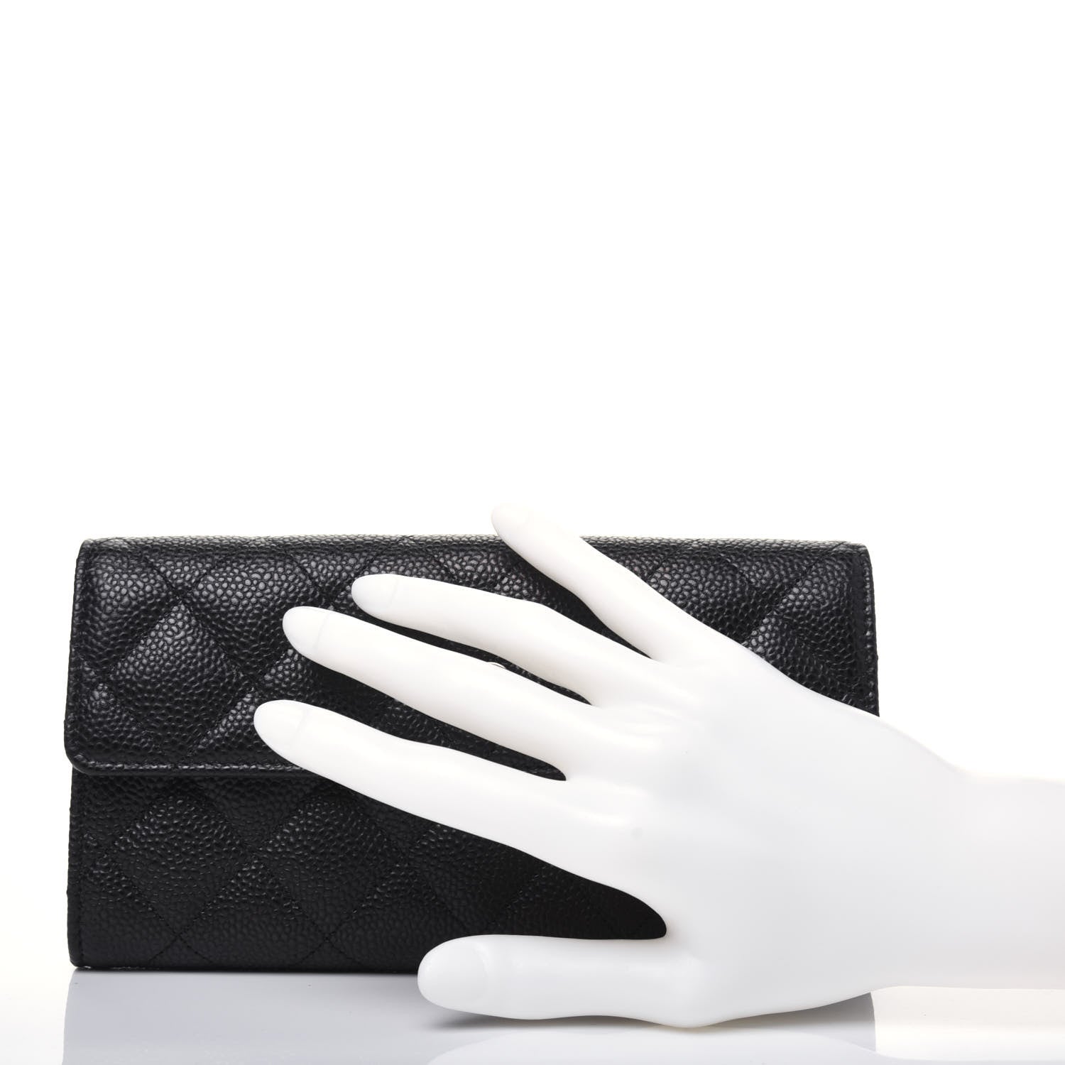 Chanel Caviar Quilted Large Gusset Flap Wallet Black 2 of 14