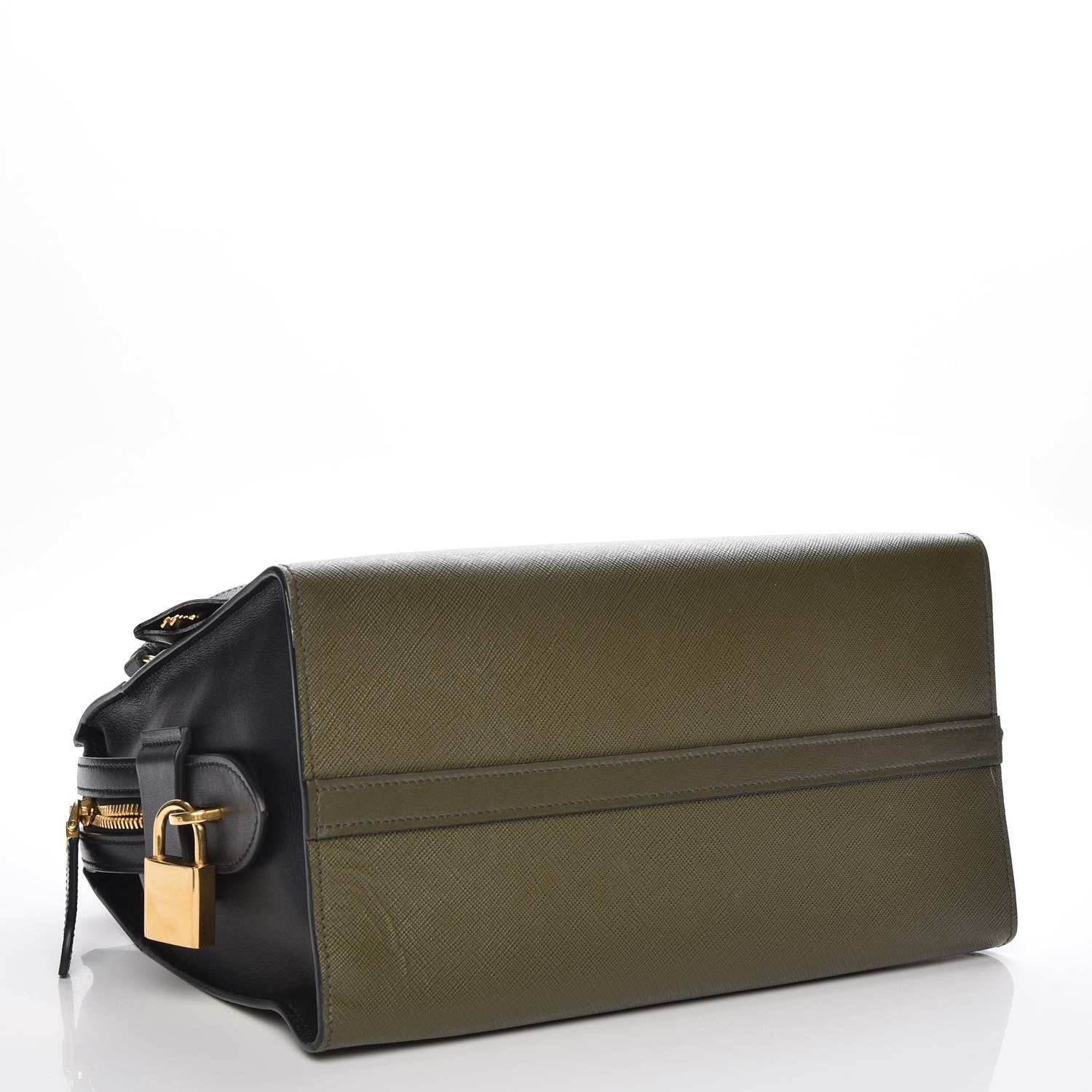 Prada Saffiano City Calf Medium Esplanade Tote Militare Black 5 of 9