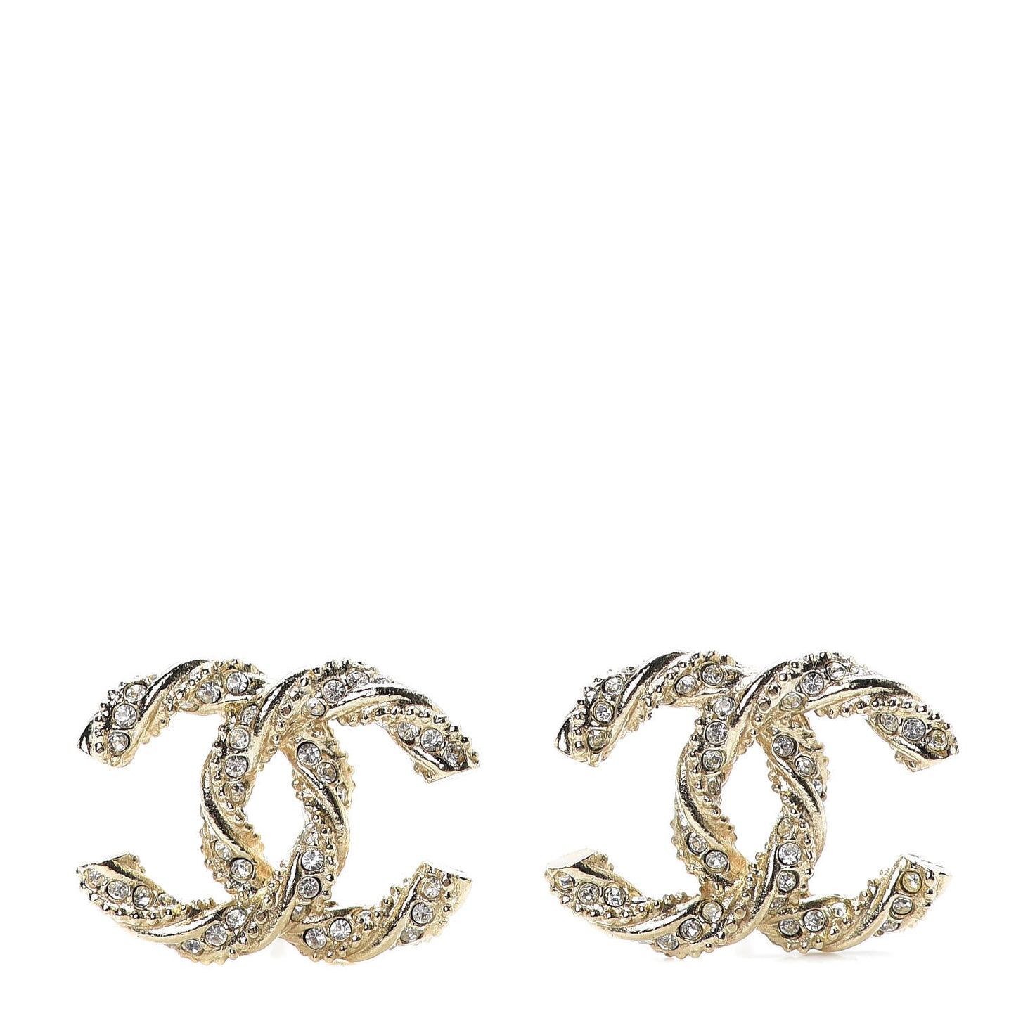 Crystal Textured CC Earrings Gold