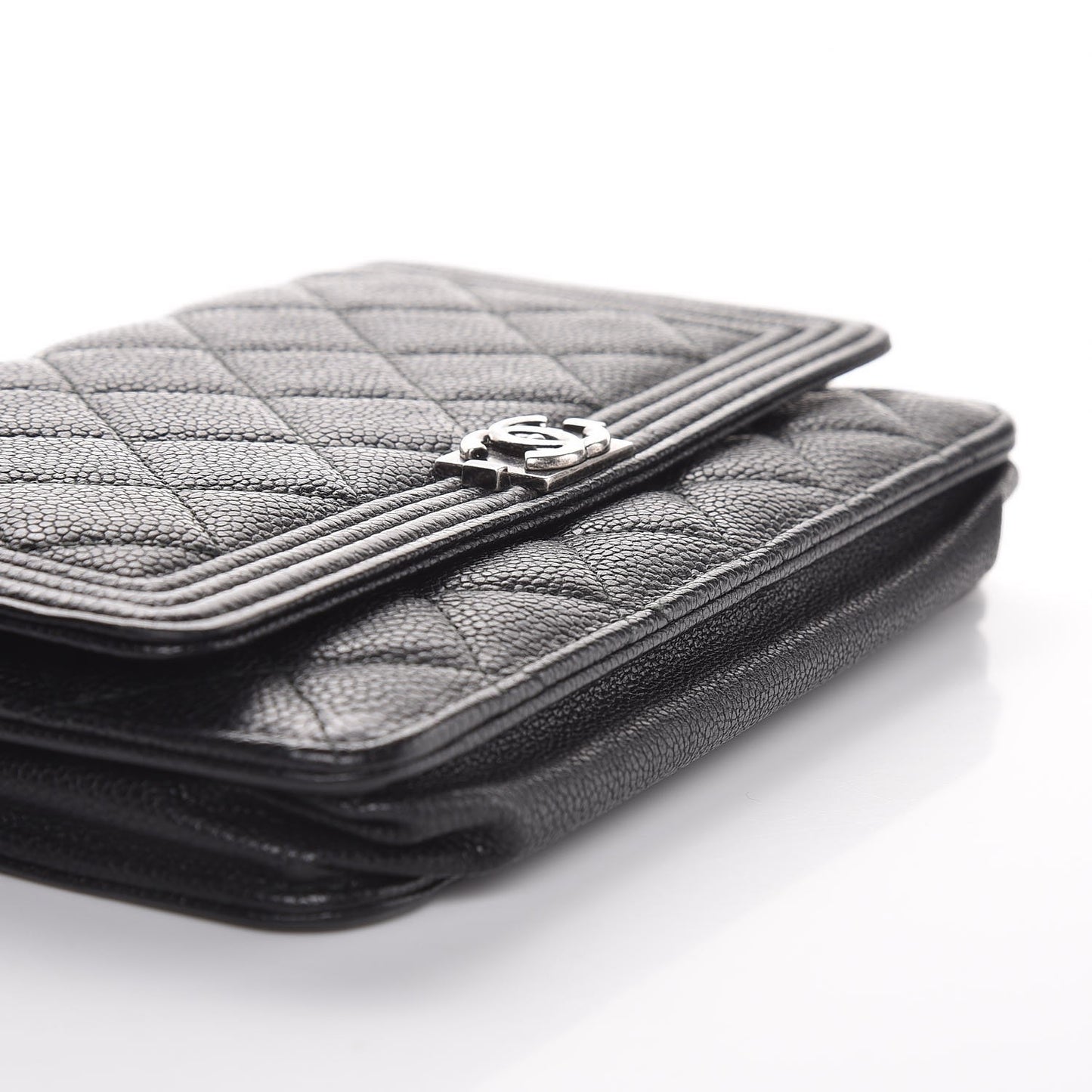Caviar Quilted Boy Wallet On Chain WOC Black