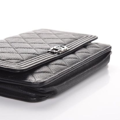 Chanel Caviar Quilted Boy Wallet On Chain WOC Black 9 of 9