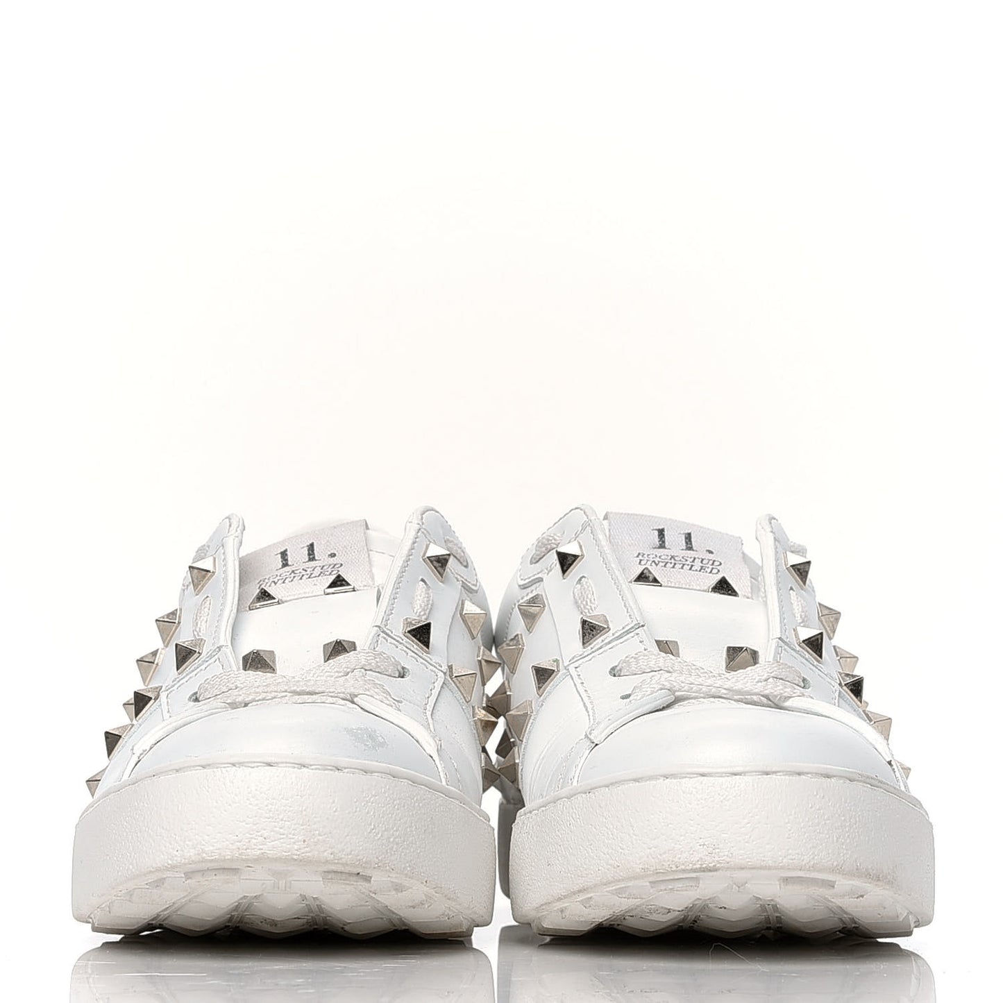 Calfskin Rockstud Untitled Open Sneakers 38 White