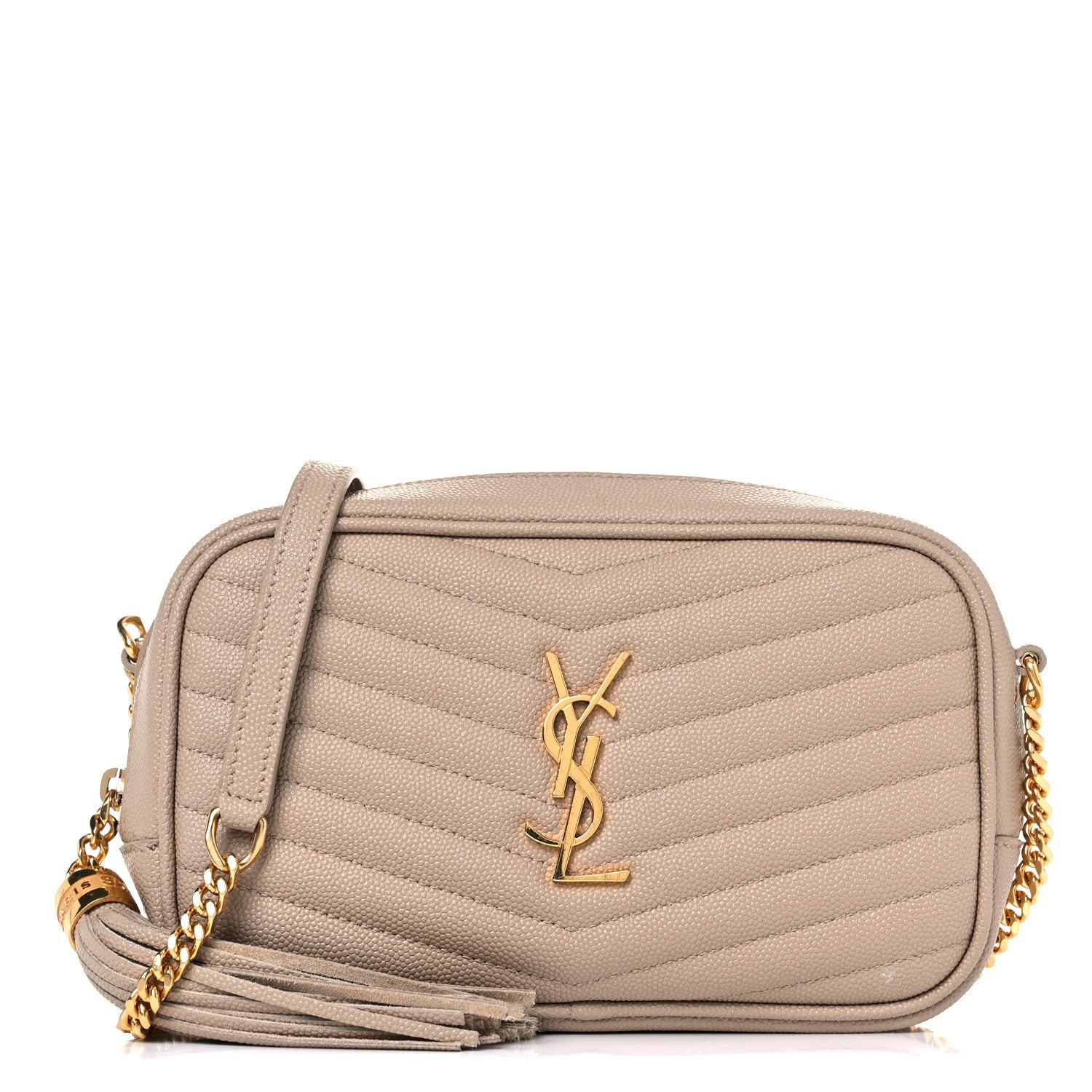 Saint Laurent Grain De Poudre Matelasse Monogram Mini Lou Camera Bag Dark Latte 1 of 12