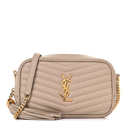 Saint Laurent Grain De Poudre Matelasse Monogram Mini Lou Camera Bag Dark Latte 1 of 12