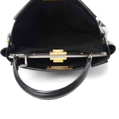 Fendi Vitello Suede Medium Peekaboo Iconic Satchel Black 6 of 12