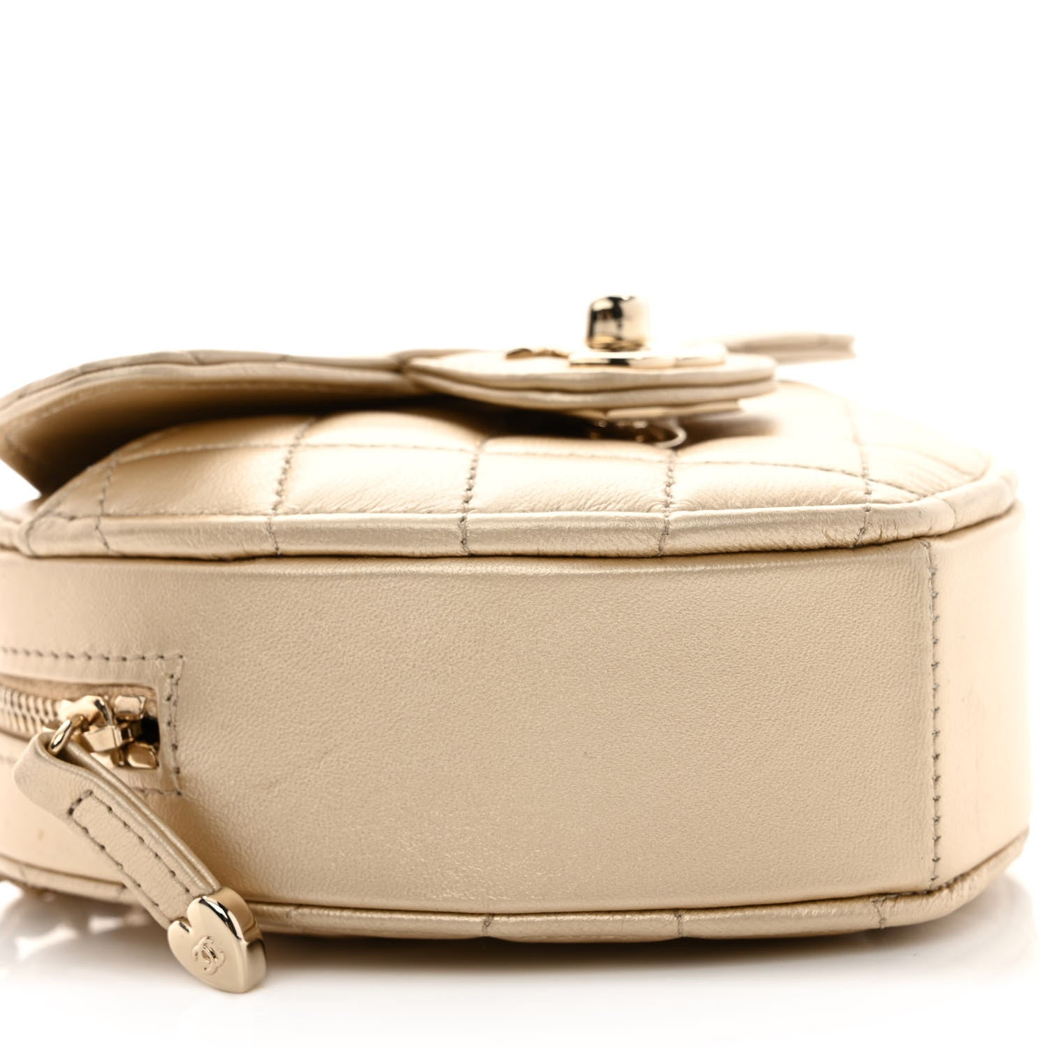 Chanel Metallic Lambskin Quilted CC In Love Heart Clutch With Chain Gold 9 of 11